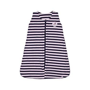 Imagem de Saco de dormir infantil Bebê Malha Listrada Branca e Azul, Lefante, Branco