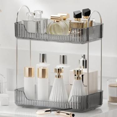 Imagem de YCIA&DONE Bancada organizadora de banheiro, armazenamento de maquiagem, prateleira de bandeja de cosméticos para cuidados com a pele, suporte de perfume para balcão, grande capacidade, fácil de
