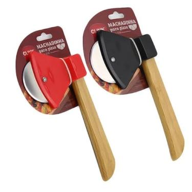 Imagem de Cortador de Pizza Machadinha | Fatiador Eficiente | Aço Inox | Diversão, Estilo e Praticidade na Sua Mesa! (Preto)