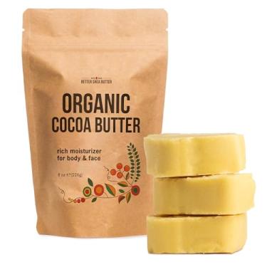 Imagem de Manteiga de cacau orgânica crua não refinada - Certificado USDA de grau alimentício - para cicatrizes, estrias, creme - 100% manteiga de cacau crua orgânica para hidratante da pele, protetor labial