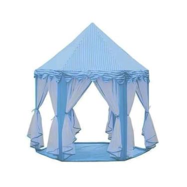 Imagem de Cabana Azul, Barraca,Tenda, Casinha Castelo Grande,Casinha Brinquedo, Barraca AZUL, Fácil de Montar, Casinha de Brinquedo, 140 * 140 * 135cm