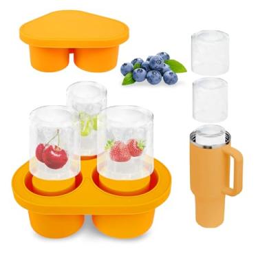 Imagem de Bandeja de cubo de gelo com 2 peças, molde de cubo de gelo de silicone com cilindro de tampa, bandeja reutilizável para fazer cubos de gelo, bandeja de cubo de gelo de fácil liberação, livre de BPA