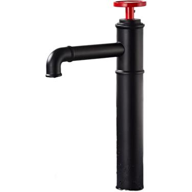 Imagem de Torneiras para pia, todas em cobre, preta, industrial, Fengshui, quente e fria, vermelha, retrô, lavatório acima da bancada, preto e vermelho, alto estilo