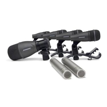 Imagem de Kit De Microfones Para Bateria com 7 peças, 1xQ71, 4xQ72, 2xC02 com adaptadores de microfone giratórios e clamps, bolsa de transporte rígida Samson DK707 SADK707