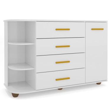 Imagem de Cômoda Infantil com Cantoneira e 4 Gavetas 100% MDF New Lorena Branco 