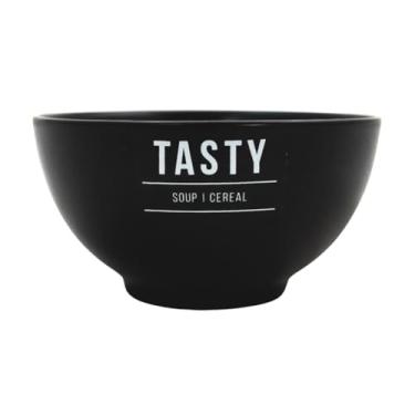Imagem de Bowl De Porcelana Para Cereal Salada de Frutas Preta Branca Café Da Manhã Tasty 440ml Cumbuca (2, Preto)