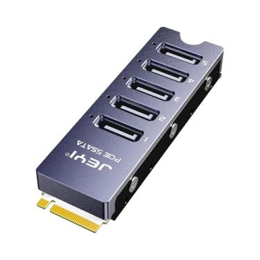 Imagem de JEYI Adaptador NVMe M.2 para Sata com dissipador de calor, 5 portas internas não RAID SATA III 6GB/s M.2 NVMe placa adaptador para servidor NAS Desktop PC suporta SSD e HDD