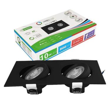 Imagem de Spot Led Embutir Duplo Preto 2X5W 10W Bivolt Branco Neutro - EMBULED, 