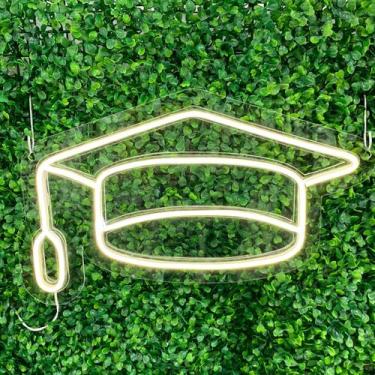 Imagem de Painel Neon Led Chapeu De Formatura Universitário Festa Branco Frio - 