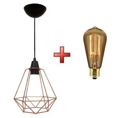 Imagem de Kit luminária pendente aramado class com lâmpada filamento carbono - U