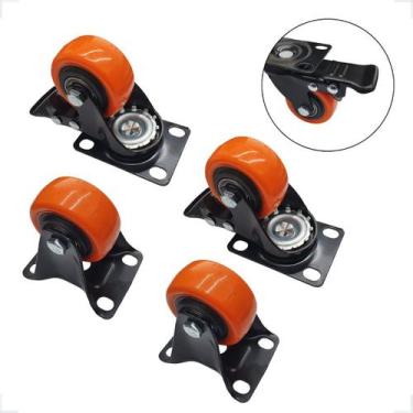 Imagem de Conjunto 4 Rodas Forte Confiavel Moveis Carga Giratoria Aço - IDEA