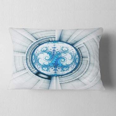 Imagem de Designart Lombar com flor fractal azul brilhante e macia, para sala de estar, sofá, almofada + capa de almofada impressa em ambos os lados 30,5 x 50,8 cm