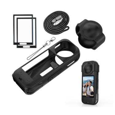 Imagem de FlySimple Capa de silicone para Insta360 X5 com tampa de lente e alça protetora de tela para acessórios de proteção Insta360 X5