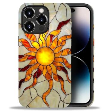 Imagem de CARLOCA Capa para iPhone 14 Pro Max, Sun Stars Celestial Vitral TPU macio + PC rígido 2 em 1, capa protetora antiarranhões à prova de choque compatível com iPhone 14 Pro Max