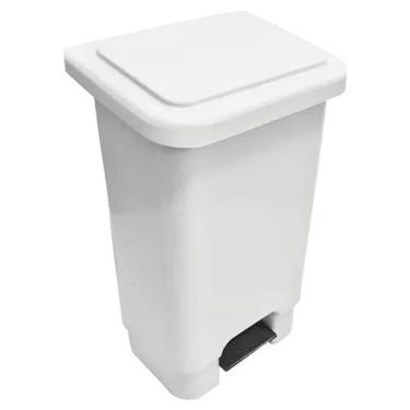 Imagem de Lixeira com Pedal Retangular de 25 Litros Branca Lar Plásticos