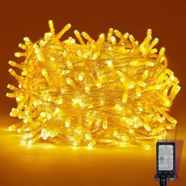 Imagem de 22 m, 200 luzes de LED para ambientes internos, luzes de Natal à prova d'água ao ar livre, função de temporizador e 8 modos de ligar luzes cintilantes para quarto, casamento, decoração de árvore de