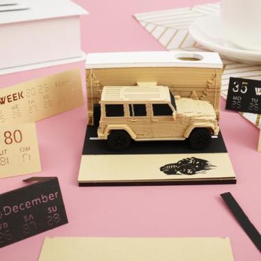 Imagem de ZJRDYYK Calendário semanal 3D 2025, bloco de notas de calendário de arte 3D, calendário de peça de tempo, calendário de mesa 3D, bloco de notas 3D, notas adesivas com capa de poeira (carro)