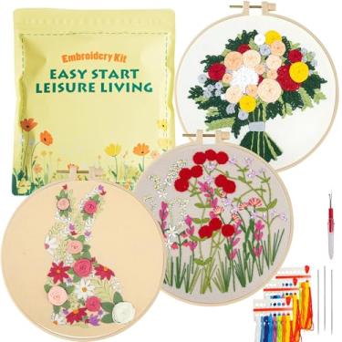 Imagem de Culberta Kit de bordado mini para adultos e crianças, conjunto de artesanato para iniciantes em ponto cruz com tutoriais em vídeo HD, materiais de arte DIY feitos à mão para presentes (Pattem5)