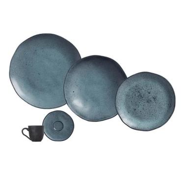 Imagem de Aparelho de Jantar 30 Peças Porto Brasil Cerâmica Stoneware Orgânico Petroleum – Preto
