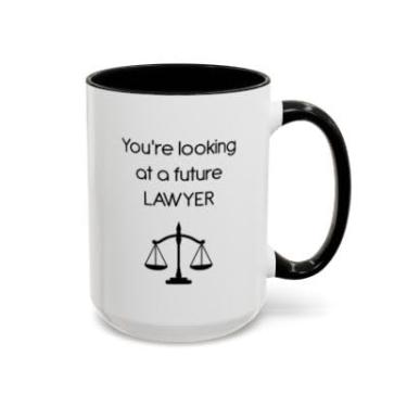 Imagem de Caneca Future Lawyer Accent – Presente para estudantes de direito, pré-direito ou aspirantes a advogados - Ideia de presente de aniversário e Natal (preta, 425 g)