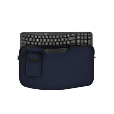 Imagem de Bolsa de viagem portátil para teclado, à prova de choque, impermeável, à prova de poeira, capa protetora de neoprene compatível com Logitech Wave Keys teclado ondulado MK670/combo de mouse ergonômico