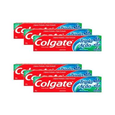 Imagem de Kit Creme Dental Colgate Tripla Ação Menta 90g c/6un