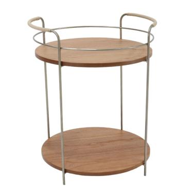 Imagem de Barzinho Lógica Nacional Móveis 66cm (Alt) Prateleiras em Lâmina MDF Cinamomo Base Metal Champanhe