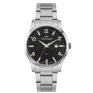 Imagem de Relógio Technos 2115Tze/1P Prateado Aço Inox Preto 2115Tze