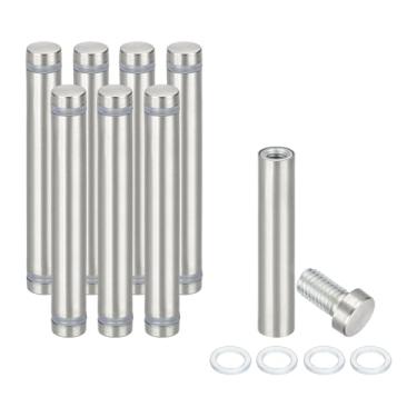 Imagem de PATIKIL Parafusos isolantes de 1,27 cm x 7,9 cm, 8 peças de aço inoxidável, parafuso de cabeça dupla, suporte de parede, prego publicitário para pendurar moldura acrílica