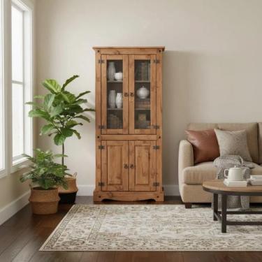 Imagem de Cristaleira Madeira Maciça 4 Portas - stox, Carvalho