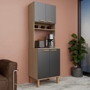 Imagem de Armário de Cozinha Multiuso Bartira Ágata 60cm 4 Portas 1 Nicho 1 Prateleira 