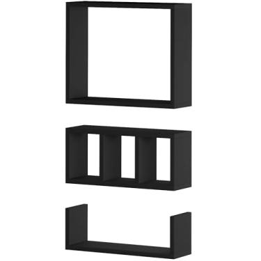 Imagem de Kit 3 Prateleiras de Parede Nichos Multiuso Banheiro Porta Papel em Mdf Reforçado 15mm Preto