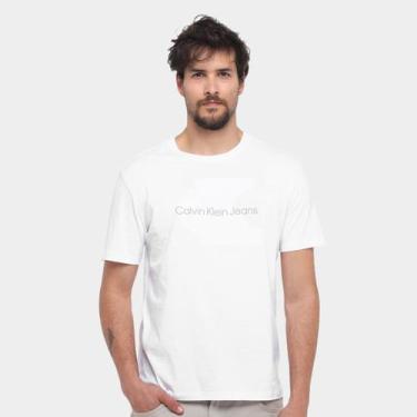 Imagem de Camiseta Calvin Klein Embossed Masculina, Branco, P