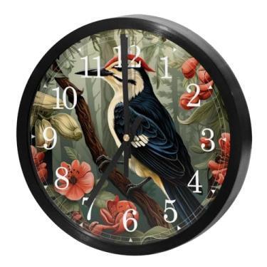 Imagem de LILINWAN Relógio de parede 24 cm sem tique-taque silencioso operado por bateria relógio de parede redondo moderno estilo simples decoração relógio para escritório/escola/quarto/sala de estar