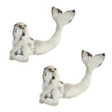 Imagem de SOFFEE DESIGN 2 peças puxadores reclináveis de estanho sereia, alças de móveis com tema de praia para quarto, ferragens de banho