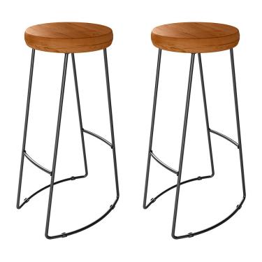 Imagem de Kit 2 Banquetas Altas Togo Industrial Madeira Maciça Peroba Rosa - Desk Design