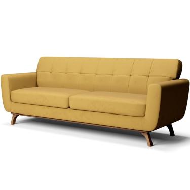 Imagem de Sofá 3 Lugares Sala de Estar Miami 230 cm D02 Veludo Mostarda C-279 - Lyam Decor