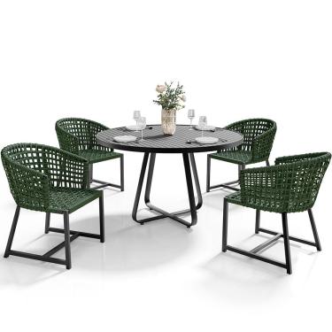 Imagem de Kit Mesa Wine Com 4 Cadeira Área Externa Espaço Gourmet Corda Náutica Belize D04 Verde - Lyam Decor