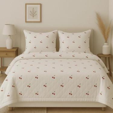 Imagem de Kit Colcha Cobre Leito Casal/Queen 3 Peças 150 Fios Algodão Misto Cere