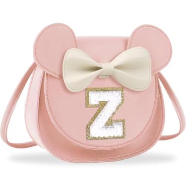 Imagem de Presentes de aniversário para meninas de 2, 3, 4, 5, 6, 7, 8, 9 e 10 anos de idade, bolsa infantil infantil para meninas pequenas com laço de orelha de rato personalizado, Grande-rosa-whiteletter, Z