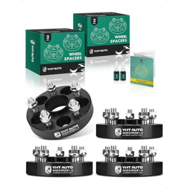 Imagem de YHTAUTO Espaçadores de roda centrados em cubo de 5 x 100 mm de 2,5 cm para Subaru Outback, Forester, Legacy, BRZ, Impreza, Scion, Toyota, Espaçadores de pneu Saab com parafusos M12 x 1,25, furo do cubo de 56,1 mm, 5 terminais, adaptador de roda preto 4 peças