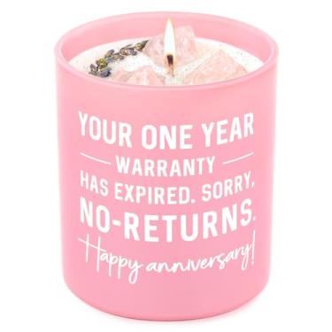 Imagem de musaecoin Vela de aniversário de 1 ano para namorado, namorada, presentes românticos exclusivos de aniversário de casamento de 1 ano para casais, esposa e marido, vela perfumada de lavanda feita à mão