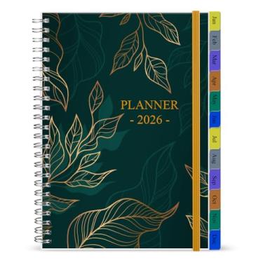 Imagem de Agenda semanal e mensal 2026 - janeiro de 2026 a dezembro de 2026, caderno organizador e agenda para rastrear objetivos, médio 16,5 x 21,6 cm, folha