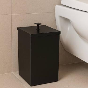 Imagem de Lixeira Quadrada Inox - 7,8L - Preta