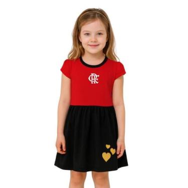 Imagem de Vestido Flamengo Infantil Canelado Torcida Baby, Tam 2, Vermelho, Pret