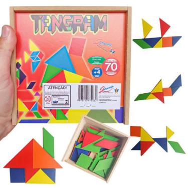 Imagem de Tangram 70 Peças Diversas Cores Brinquedo Educativo Lúdico - Zaramela 