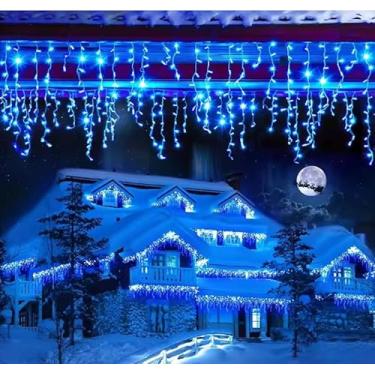 Imagem de Cascata Com 300 Lâmpadas Led Pisca Natal 07 Metros x 0,70 Metros, 8 Modos, à Prova d’Água IP68 | Decoração de Natal, Festa, Casamento e Casa- 110V (Azul)