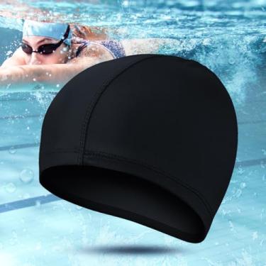 Imagem de Touca de natação de tecido com alta elasticidade, leve e confortável, mantém o cabelo limpo, respirável, adequada para cabelos longos e curtos, para mulheres, meninas, homens e crianças.