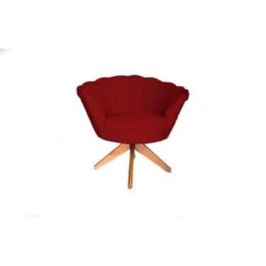 Imagem de Poltrona Decorativa Pétala Suede Com Base Giratória Madeira