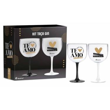 Imagem de Conjunto 2 Taca Gin Bicolor Te Amo Hoje E Sempre Brasfoot